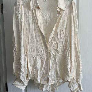 Treasure & Bond Womens Cream Button Up Blouse SZ S
